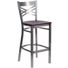 Flash Furniture XU-6F8B-CLR-BAR-MAHW-GG Hercules Series Clear Restaurant Barstool - Mahogany Wood Seat