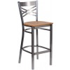 Flash Furniture XU-6F8B-CLR-BAR-NATW-GG Hercules Series Clear Restaurant Barstool - Natural Wood Seat
