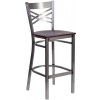 Flash Furniture XU-6F8B-CLR-BAR-WALW-GG Hercules Series Clear Restaurant Barstool - Walnut Wood Seat