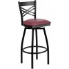 Flash Furniture HERCULES Series Black ''X'' Back Swivel Metal Bar Stool - Burgundy Vinyl Seat XU-6F8B-XSWVL-BURV-GG