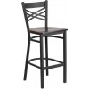 Flash Furniture XU-6F8BXBK-BAR-WALW-GG Metal Restaurant Bar Stool in Black Walnut