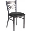 Flash Furniture XU-6FOB-CLR-BLKV-GG Hercules Series Clear Metal Restaurant Chair - Black Vinyl Seat
