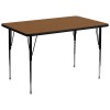 Flash Furniture 30''W x 60''L Rectangular Activity Table with 1.25'' Thick High Pressure Oak Laminate Top and Standard Height Adjustable Legs XU-A3060-REC-OAK-H-A-GG