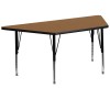 Flash Furniture 30''W x 60''L Trapezoid Activity Table with Oak Thermal Fused Laminate Top and Height Adjustable Short Legs XU-A3060-TRAP-OAK-T-P-GG