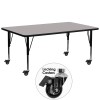 Flash Furniture XU-A3072-REC-GY-H-P-CAS-GG Mobile Rectangular Activity Table with Height Adjustable Pre-School Legs