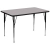 Flash Furniture 30''W x 72''L Rectangular Activity Table with Grey Thermal Fused Laminate Top and Standard Height Adjustable Legs XU-A3072-REC-GY-T-A-GG