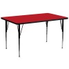 Flash Furniture 30''W x 72''L Rectangular Activity Table with 1.25'' Thick High Pressure Red Laminate Top and Standard Height Adjustable Legs XU-A3072-REC-RED-H-A-GG