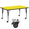 Flash Furniture XU-A3072-REC-YEL-H-P-CAS-GG Mobile Rectangular Activity Table with Height Adjustable Pre-School Legs