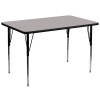 Flash Furniture 36''W x 72''L Rectangular Activity Table with 1.25'' Thick High Pressure Grey Laminate Top and Standard Height Adjustable Legs XU-A3672-REC-GY-H-A-GG