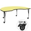 Flash Furniture XU-A4872-KIDNY-YEL-T-P-CAS-GG Mobile Kidney Shaped Activity Table with Height Adjustable Pre-School Legs