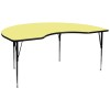 Flash Furniture 48''W x 96''L Kidney Shaped Activity Table with Yellow Thermal Fused Laminate Top and Standard Height Adjustable Legs XU-A4896-KIDNY-YEL-T-A-GG