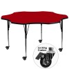 Flash Furniture XU-A60-FLR-RED-T-A-CAS-GG Mobile Flower Shaped Activity Table with Standard Height Adjustable Legs