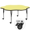 Flash Furniture XU-A60-FLR-YEL-T-P-CAS-GG Mobile Flower Shaped Activity Table with Height Adjustable Pre-School Legs