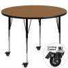 Flash Furniture XU-A60-RND-OAK-T-A-CAS-GG Mobile Round Activity Table with Standard Height Adjustable Legs