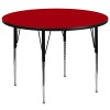 Flash Furniture 60'' Round Activity Table with Red Thermal Fused Laminate Top and Standard Height Adjustable Legs XU-A60-RND-RED-T-A-GG