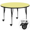 Flash Furniture XU-A60-RND-YEL-T-P-CAS-GG Mobile Round Activity Table with Height Adjustable Pre-School Legs