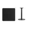 Flash Furniture XU-BLKTB-3030-TR18-GG 30" Square Black Laminate Table Top with 18" Round Table Height Base