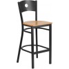 Flash Furniture XU-DG-60120-CIR-BAR-NATW-GG Metal Restaurant Bar Stool in Black Natural