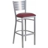 Flash Furniture XU-DG-60402-BAR-BURV-GG HERCULES Series Silver Slat Back Metal Restaurant Barstool