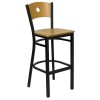 Flash Furniture Hercules Series Black Circle Back Metal Restaurant Bar Stool with Natural Wood Back and Burgundy Vinyl Seat XU-DG-6F6B-CIR-BAR-BURV-GG