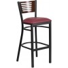 Flash Furniture XU-DG-6H1B-WAL-BAR-BURV-GG Metal Restaurant Barstool in Black Burgundy Walnut
