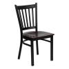 Flash Furniture Hercules Series Black Vertical Back Metal Restaurant Chair with Mahogany Wood Seat XU-DG-6Q2B-VRT-MAHW-GG