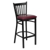 Flash Furniture Hercules Series Black Vertical Back Metal Restaurant Bar Stool with Burgundy Vinyl Seat XU-DG-6R6B-VRT-BAR-BURV-GG