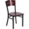 Flash Furniture XU-DG-6Y1B-MAH-MTL-GG HERCULES Series Black Decorative 4 Square Back Metal Restaurant Chair - Mahogany Wood Back & Seat