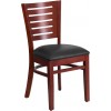 Flash Furniture XU-DG-W0108-MAH-BLKV-GG Darby Series Slat Back Mahogany Wooden Restaurant Chair - Black Vinyl Seat