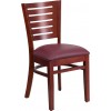 Flash Furniture XU-DG-W0108-MAH-BURV-GG Darby Series Slat Back Mahogany Wooden Restaurant Chair - Burgundy Vinyl Seat