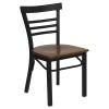 Flash Furniture Hercules Series Black Ladder Back Metal Restaurant Chair with Cherry Wood Seat XU-DG6Q6B1LAD-CHYW-GG