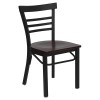 Flash Furniture Hercules Series Black Ladder Back Metal Restaurant Chair with Mahogany Wood Seat XU-DG6Q6B1LAD-MAHW-GG