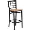 Flash Furniture XU-DG6R7BWIN-BAR-NATW-GG Metal Restaurant Bar Stool in Black Natural