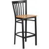 Flash Furniture XU-DG6R8BSCH-BAR-NATW-GG Metal Restaurant Bar Stool in Black Natural