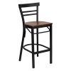 Flash Furniture Hercules Series Black Ladder Back Metal Restaurant Bar Stool with Cherry Wood Seat XU-DG6R9BLAD-BAR-CHYW-GG