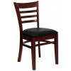 Flash Furniture Hercules Series Mahogany Finished Ladder Back Wooden Restaurant Chair with Black Vinyl Seat XU-DGW0005LAD-MAH-BLKV-GG