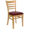 Flash Furniture Hercules Series Natural Wood Finished Ladder Back Wooden Restaurant Chair with Burgundy Vinyl Seat XU-DGW0005LAD-NAT-BURV-GG