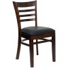 Flash Furniture Hercules Series Walnut Finished Ladder Back Wooden Restaurant Chair with Black Vinyl Seat XU-DGW0005LAD-WAL-BLKV-GG
