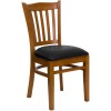 Flash Furniture Hercules Series Cherry Finished Vertical Slat Back Wooden Restaurant Chair with Black Vinyl Seat XU-DGW0008VRT-CHY-BLKV-GG