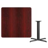 Flash Furniture XU-MAHTB-4242-T3333-GG 42" Square Mahogany Laminate Table Top with 33" Table Height Base