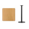 Flash Furniture XU-NATTB-3030-TR18B-GG 30" Square Natural Laminate Table Top with 18" Round Bar Height Table Base
