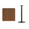 Flash Furniture XU-WALTB-3030-TR18B-GG 30" Square Walnut Laminate Table Top with 18" Round Bar Height Table Base