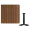 Flash Furniture XU-WALTB-4242-T3333-GG 42" Square Walnut Laminate Table Top with 33" Table Height Base