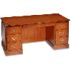 Arnold Traditional Bedford Double Pedestal Desk, All Wood Veneer