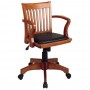 Office Star Deluxe Bankers Chair with Vinyl Padded Seat (Fruitwood Finish / Black Vinyl) 108FW-3