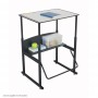 Safco AlphaBetter Desk and 28 x 20 Premium Top without Book Box Gray Top Black Frame 1203GR