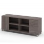 Bestar 120611-1147 Pro-Linea Credenza with Three Drawers in Bark Gray