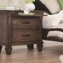 Coaster 200972 Franco 2 Drawer Nightstand with Pull Out Tray Burnished Oak Finish