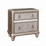 Coaster 204182 Bling Game Nightstand with 2 Drawers and Stacked Bun Feet in Metallic