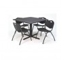 Regency TB4242GY47BK Cain 42" Square Breakroom Table in Grey & 4 'M' Stack Chairs in Black (Default)